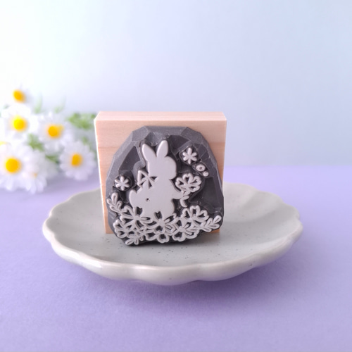 芝桜 うさぎはんこ 消しゴムはんこ スタンプ 春 はんこ・スタンプ