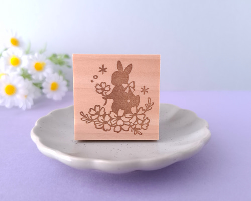芝桜 うさぎはんこ 消しゴムはんこ スタンプ 春 はんこ・スタンプ