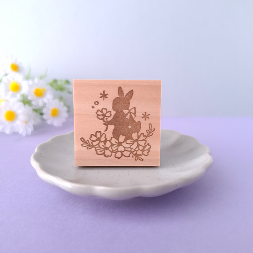 芝桜 うさぎはんこ 消しゴムはんこ スタンプ 春 はんこ・スタンプ