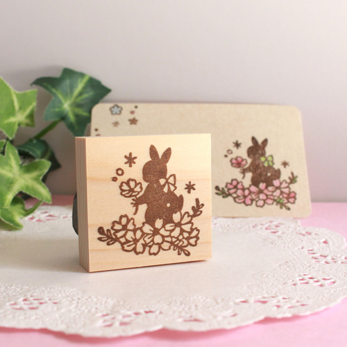 芝桜 うさぎはんこ 消しゴムはんこ スタンプ 春 はんこ・スタンプ
