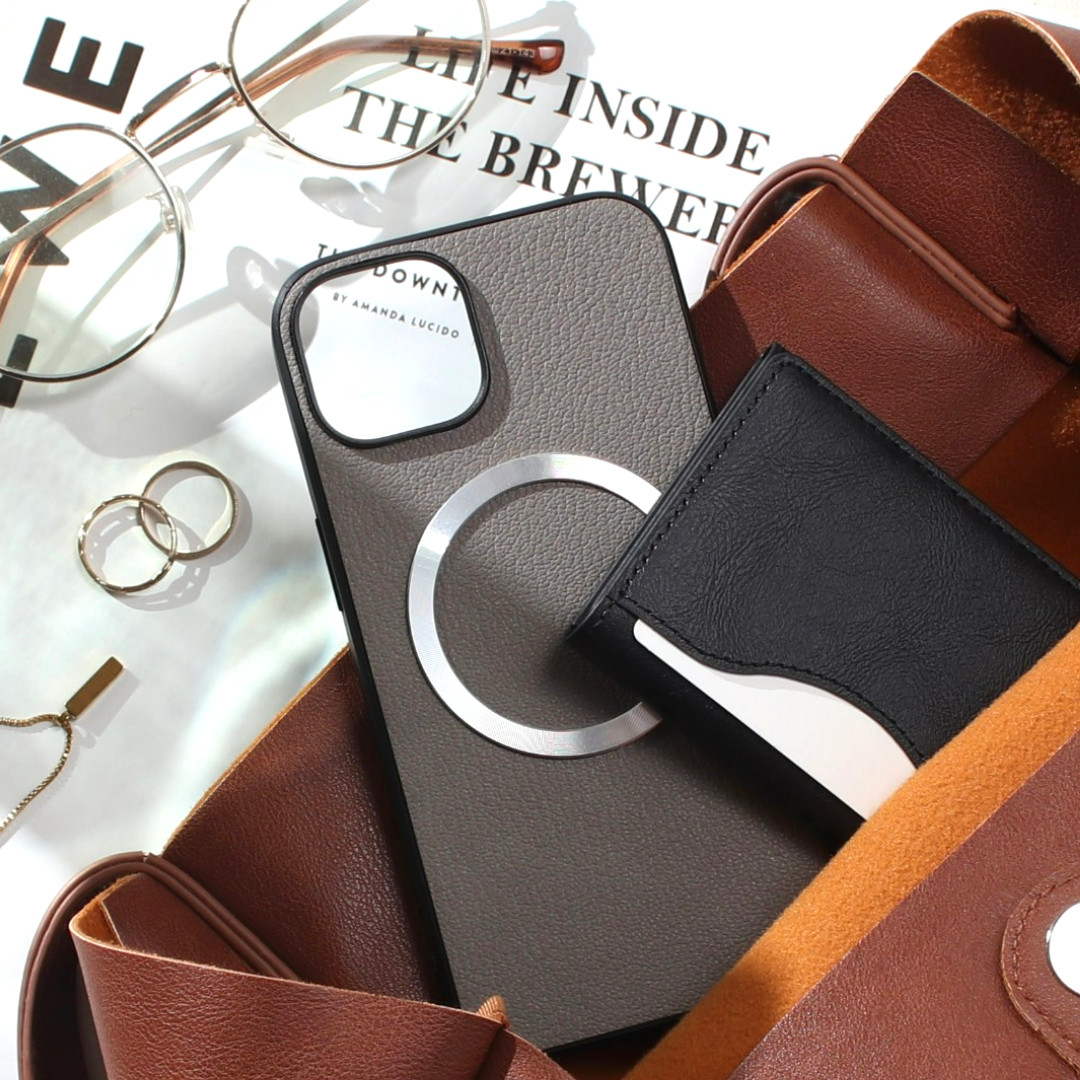 iphone ケース 本革 16 15 14 13 mini カード収納付き マグセーフ対応 レザー シルバー グレー