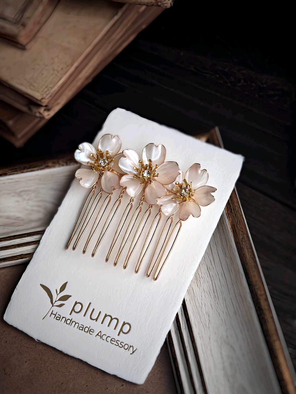 キラキラ煌めく桜のヘアコーム（パールホワイト&ピンク）お花見/入学式/入園式/卒業式/親子コーデ