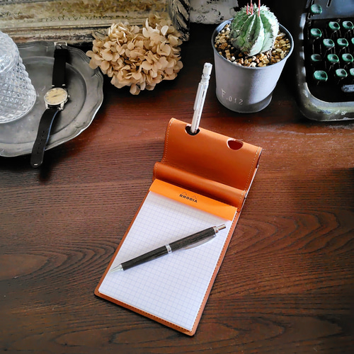 メモパッド付きペンスタンド】RHODIA N°13◇メモ帳◇ペン立て◇スマホ