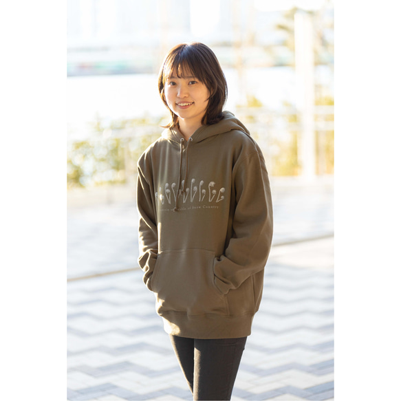 ［着る山菜］こごめパーカー（オリーブ） 4枚目の画像