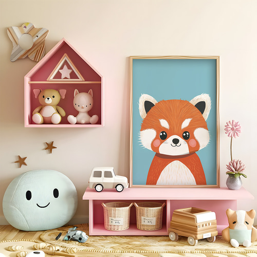 アートポスター キッズポスター レッサーパンダ 動物イラスト 可愛い