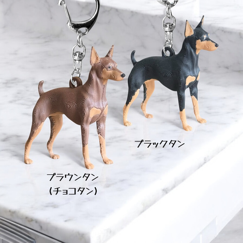 ミニチュアピンシャー　キーホルダー（ミニ） ドーベルマン/ピンシャー miniリアル3Dフィギュア/ミニチュア