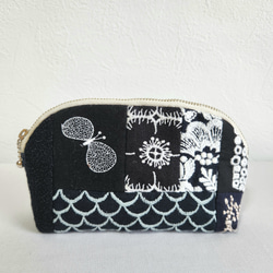 rosyの巾着バッグ グレー ミナペルホネンのファブリックで 巾着バッグ