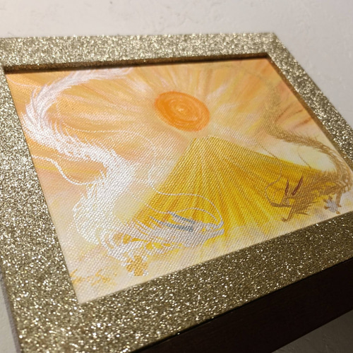 風水吉祥絵画＊招縁図双龍金富士～金龍銀龍～豊かさ 出会い 絆