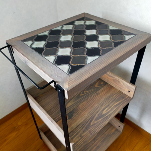 新作】ランタンタイルのキッチンワゴン【handmade】タイル