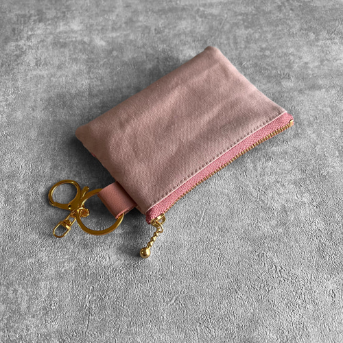 春限定2026】ミモザ＆桜◇インド刺繍×帆布/キーホルダー付きフラット