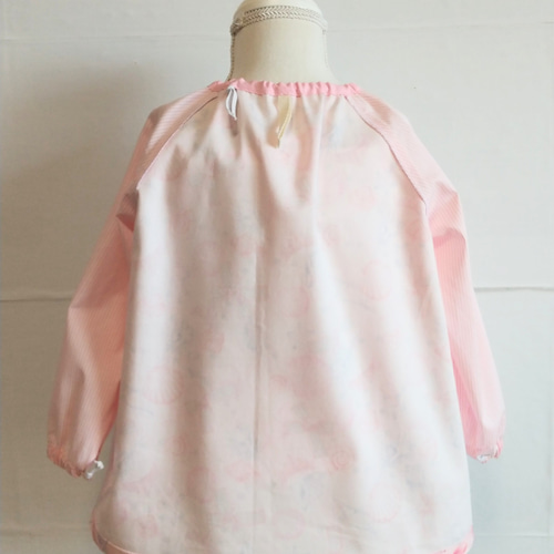 長袖スモック110size♡キラキラリボンとティアラ×ストライプ袖 子供服