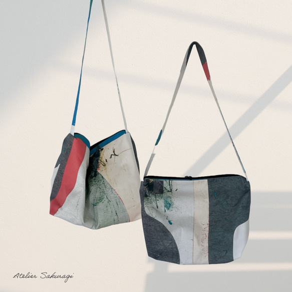 アートなbig size bag/安心のファスナーショルダー/斜め掛け対応 3枚目の画像