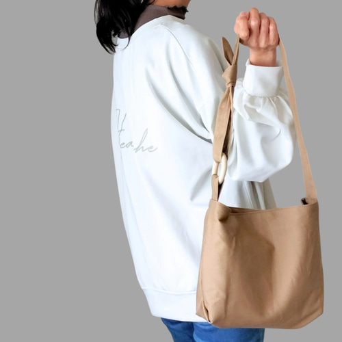 小さめサイズ》【モカベージュ】長財布も入るショルダーバッグ | 2way