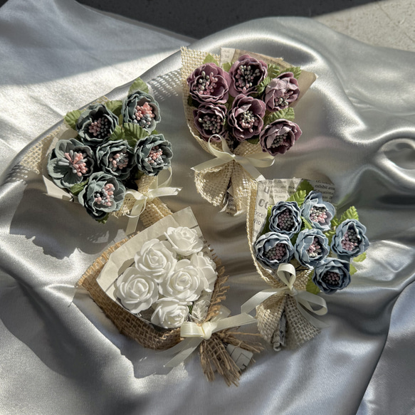 ミニブーケ　コサージュ　アーティシャルフラワー　入学式　卒業式　入園式　卒園式　結婚式　2way 造花 1枚目の画像