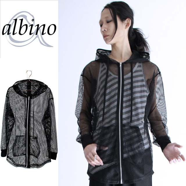 シースルーメッシュ加工ZIPアップパーカー