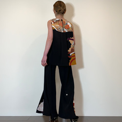 着物リメイク 総刺繍柄ワイドパンツのセットアップ ロングパンツ