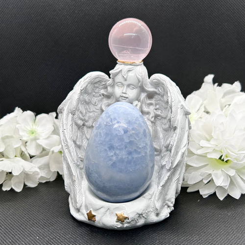 エンジェル 天使 スフィア台座 陶器 小物入れ トレイ 天然石