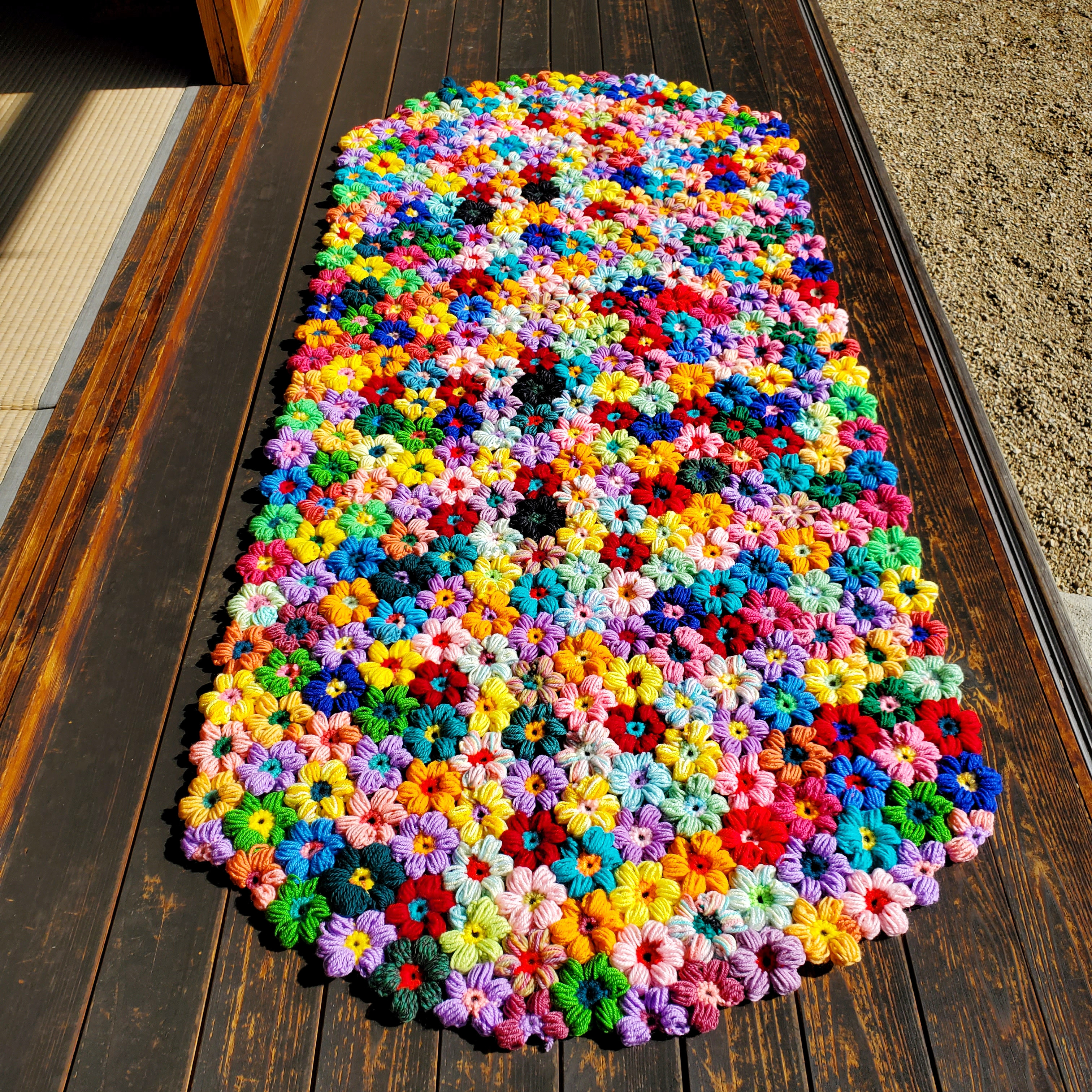 モーリーのお花＊玄関マット　約185×83cm　マルチカラー