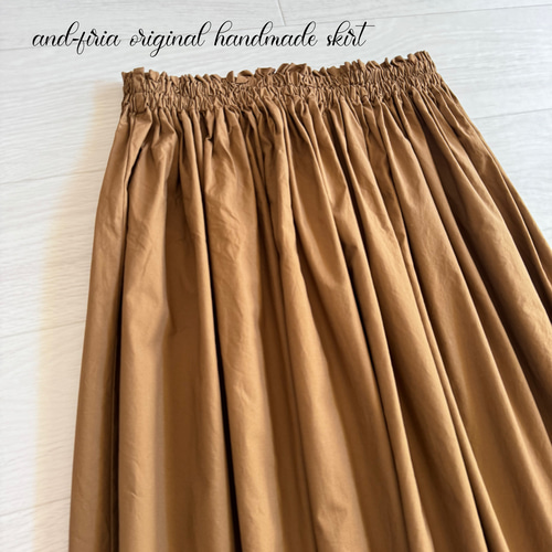 キレイめに着れる♪タイプライターのギャザースカート ダークキャメル