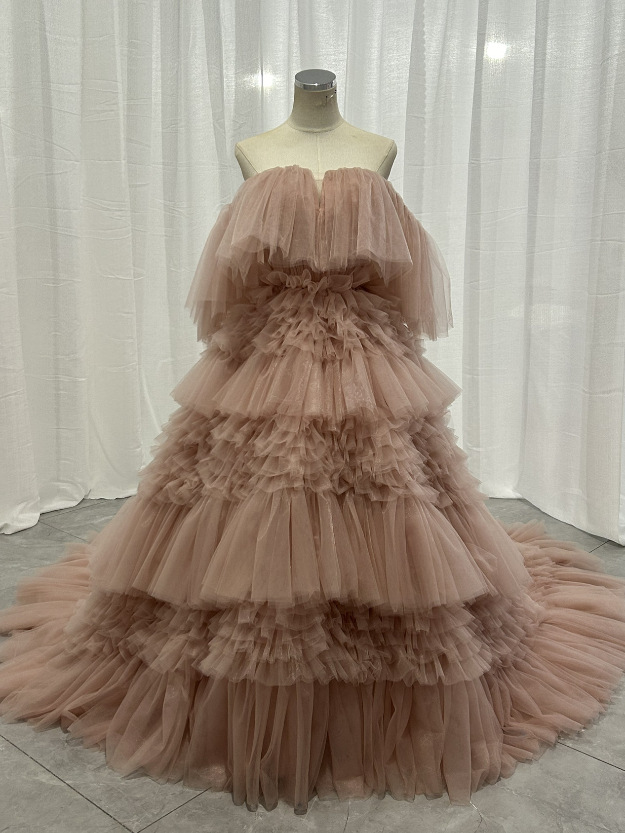 ラードレス ソフトチュール もこもこドレス　ピンク　素チュール/二次会/挙式/前撮り/結婚式