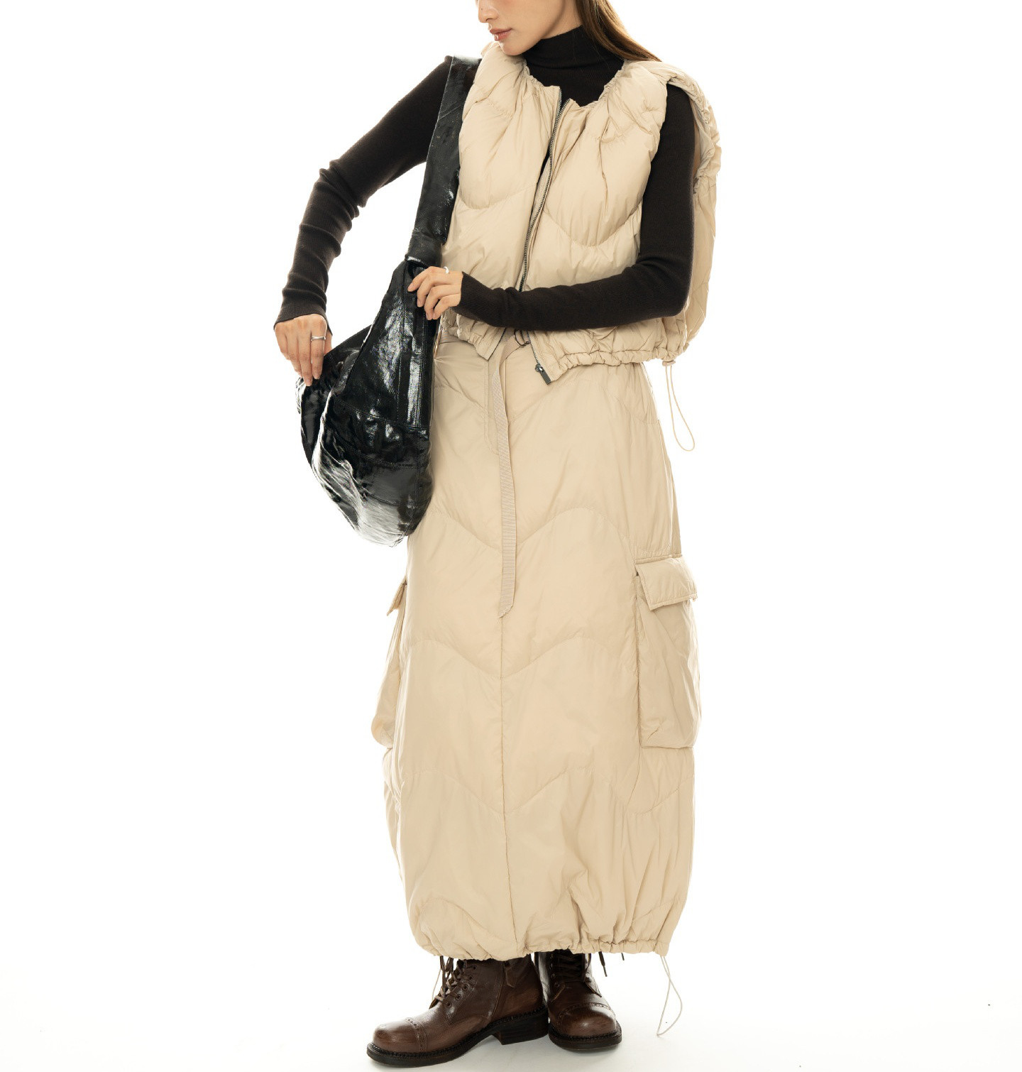 オリーブグリーン秋冬の街頭ワークポケットダウン丈ハーフスカートゆったり  5207 9,515円