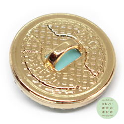 18mm キラキラ☆ラインストーンで囲んだ蜜蜂の丸いビジューボタン（ミントグリーン/ゴールド）#BUB-0004 2枚目の画像