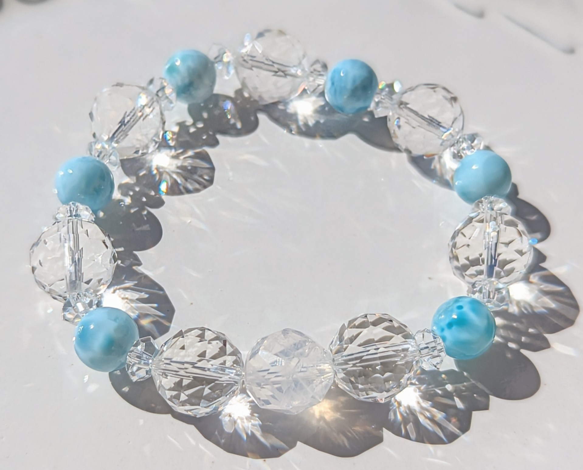 ✨ラリマー＆ムーンクォーツ&クリアクォーツのブレスレット✨停滞している時や苦難を乗り越えたい時の助けに✨