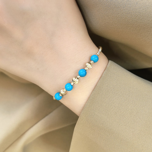 弾力ターコイズバングルk18 バングル・リストバンド パール大好き(購入  