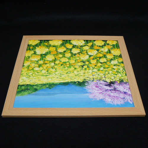 油絵 油彩 油彩画 絵 絵画【桜と菜の花咲く】 絵画 HR 通販