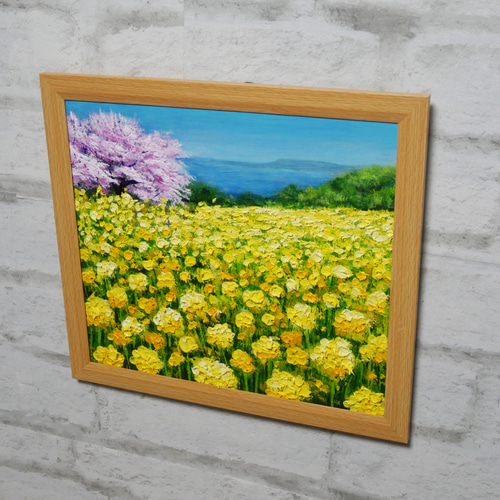 在庫処分セール 絵画【桜と菜の花咲く】 絵 油彩画 油彩 油絵 絵画 通販 HR 絵画