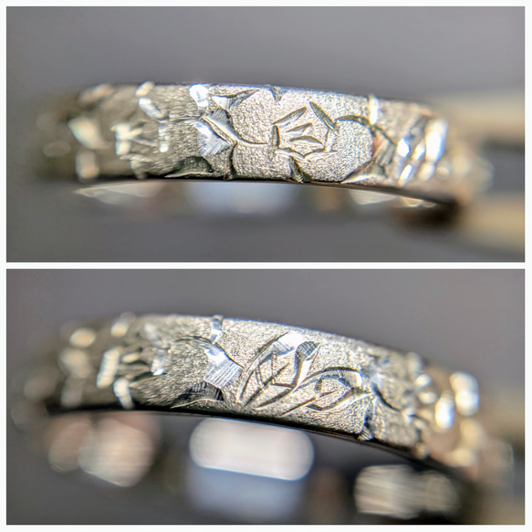 バラ 薔薇 手彫り リング 金属アレルギー対応 花 彫金 SV925 指輪