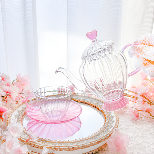 春色そよぐ桜ハートティーセット〜新作 ポット・急須 ❤︎Blanche  