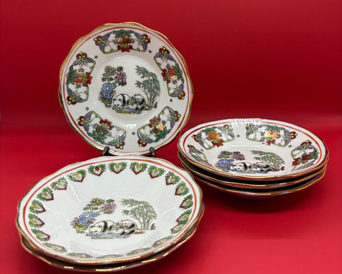 ヴィンテージ景徳鎮】デッドストック パンダの小皿 小皿 Little