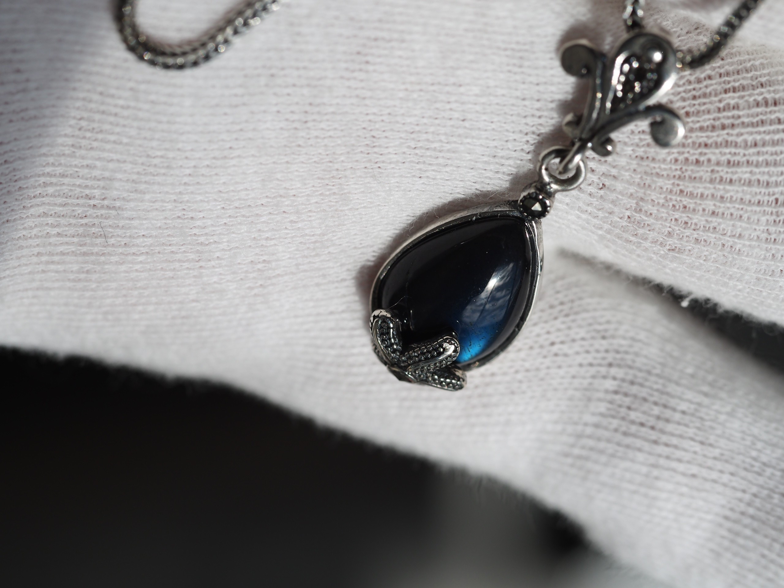 ブラックラブラドライト１４　S925スターフィッシュ個性派デザインペンダントトップ