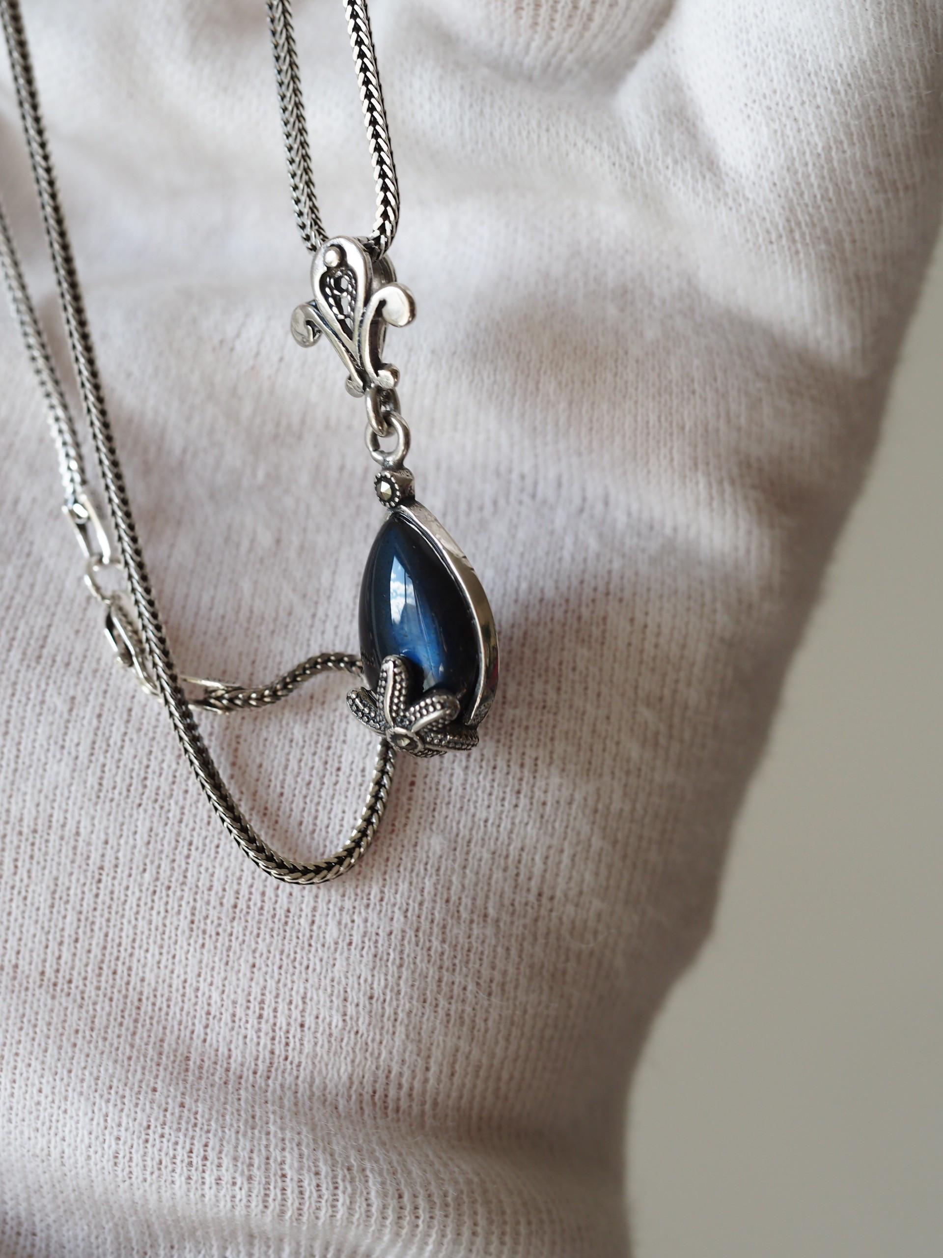 ブラックラブラドライト１４　S925スターフィッシュ個性派デザインペンダントトップ