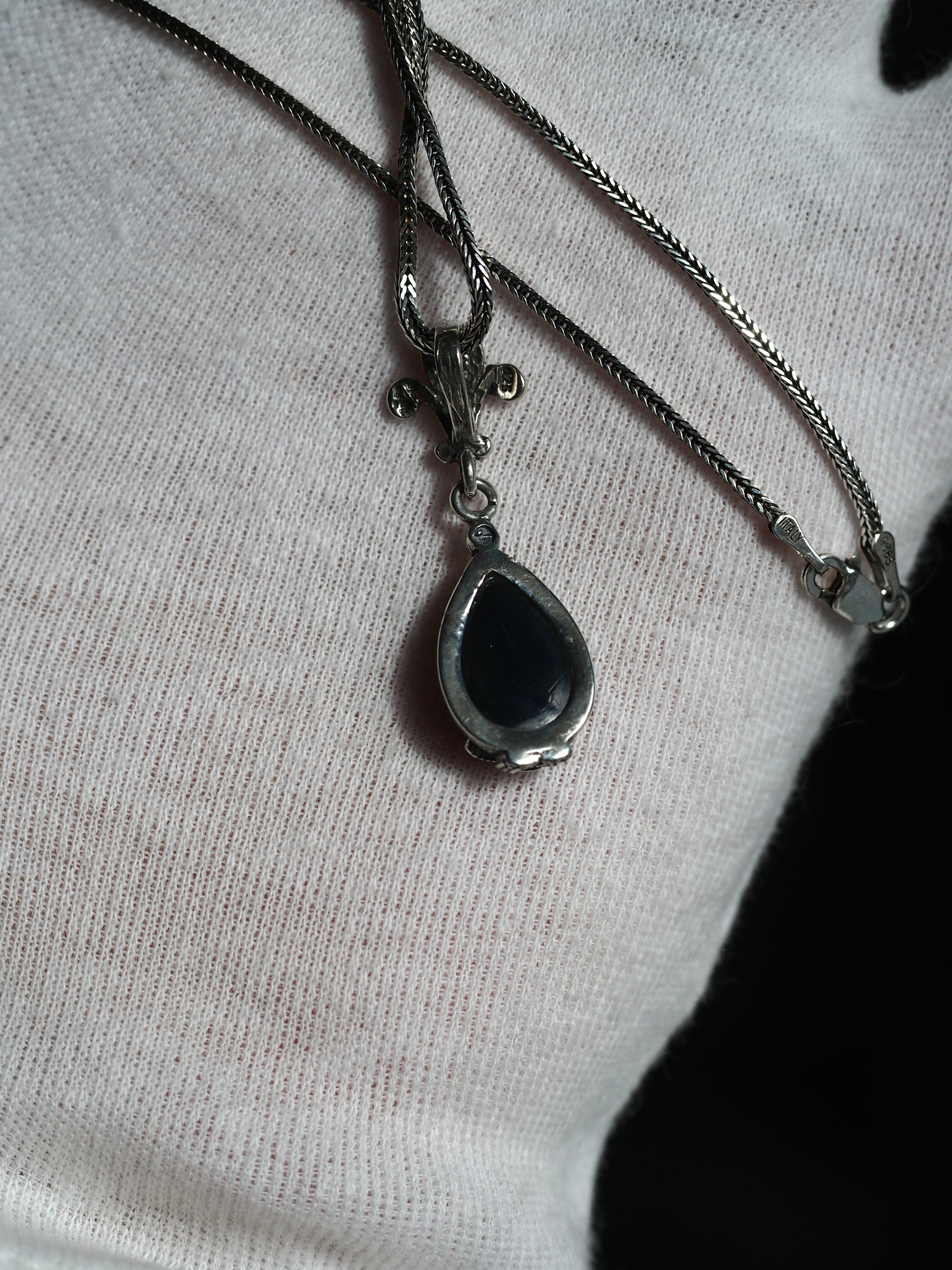 ブラックラブラドライト１４　S925スターフィッシュ個性派デザインペンダントトップ