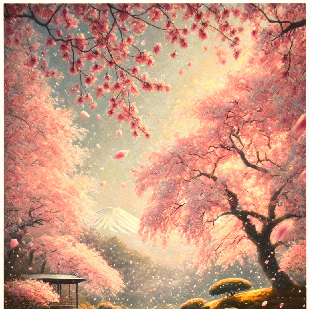 7枚限定A3パネル額装品●和紙にAIアート桜富士山日本和歌●がんどうあつし制作 7枚限定A3パネル額装品○和紙にAIアート桜富士山日本和歌