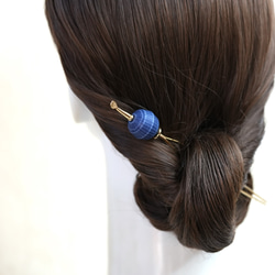 ～浴衣ヘアにおすすめ～【藍染め風・かんざし】・浴衣髪飾り 3枚目の画像