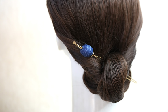 ～浴衣ヘアにおすすめ～【藍染め風・かんざし】・浴衣髪飾り 3枚目の画像