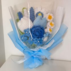 かぎ針編み フラワーブーケ ブルー系 あみぐるみ M 通販 18623676