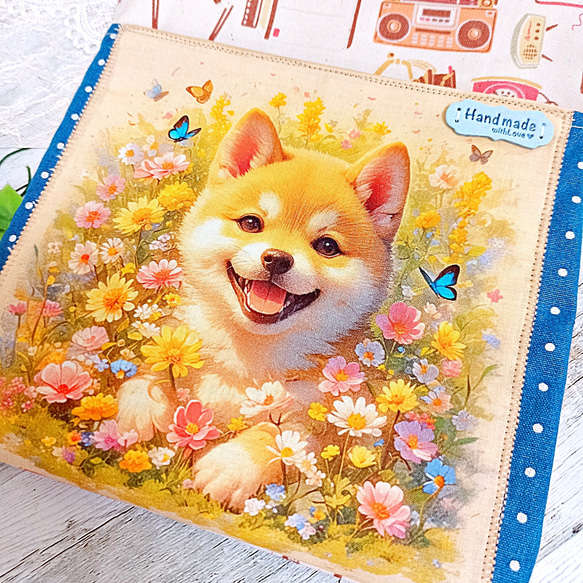 前ポケット・内ポケット付き トートバッグ 柴犬さん＆レトロ家電♡ 9枚目の画像