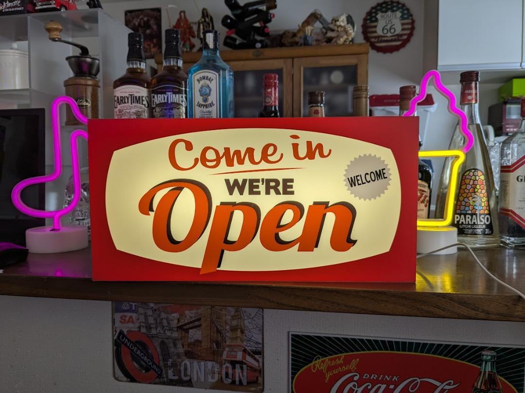 【Lサイズ】 OPEN オープン 営業中 開店 いらっしゃいませ カントリー 店舗 照明 看板 置物 雑貨 ライトBOX