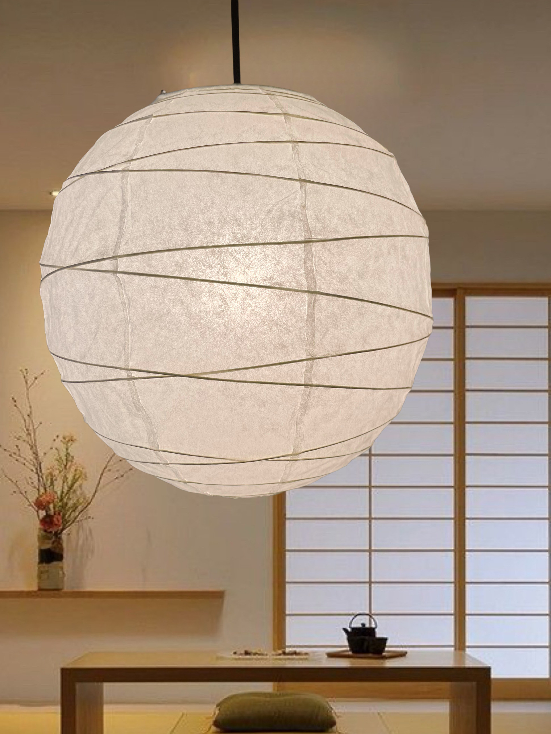 みぃたん様2灯径40㎝チリ入り和紙提灯ペンダント照明 みぃたん様2灯径40㎝チリ入り和紙提灯ペンダント照明
