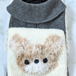 胴回り42〜45センチ モフモフくまちゃんセーター 手編み 犬服