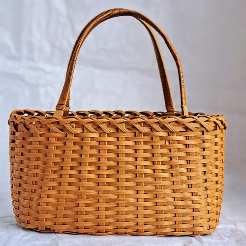 受注製作】エコクラフト かごバッグ キャラメル かごバッグ クラフト