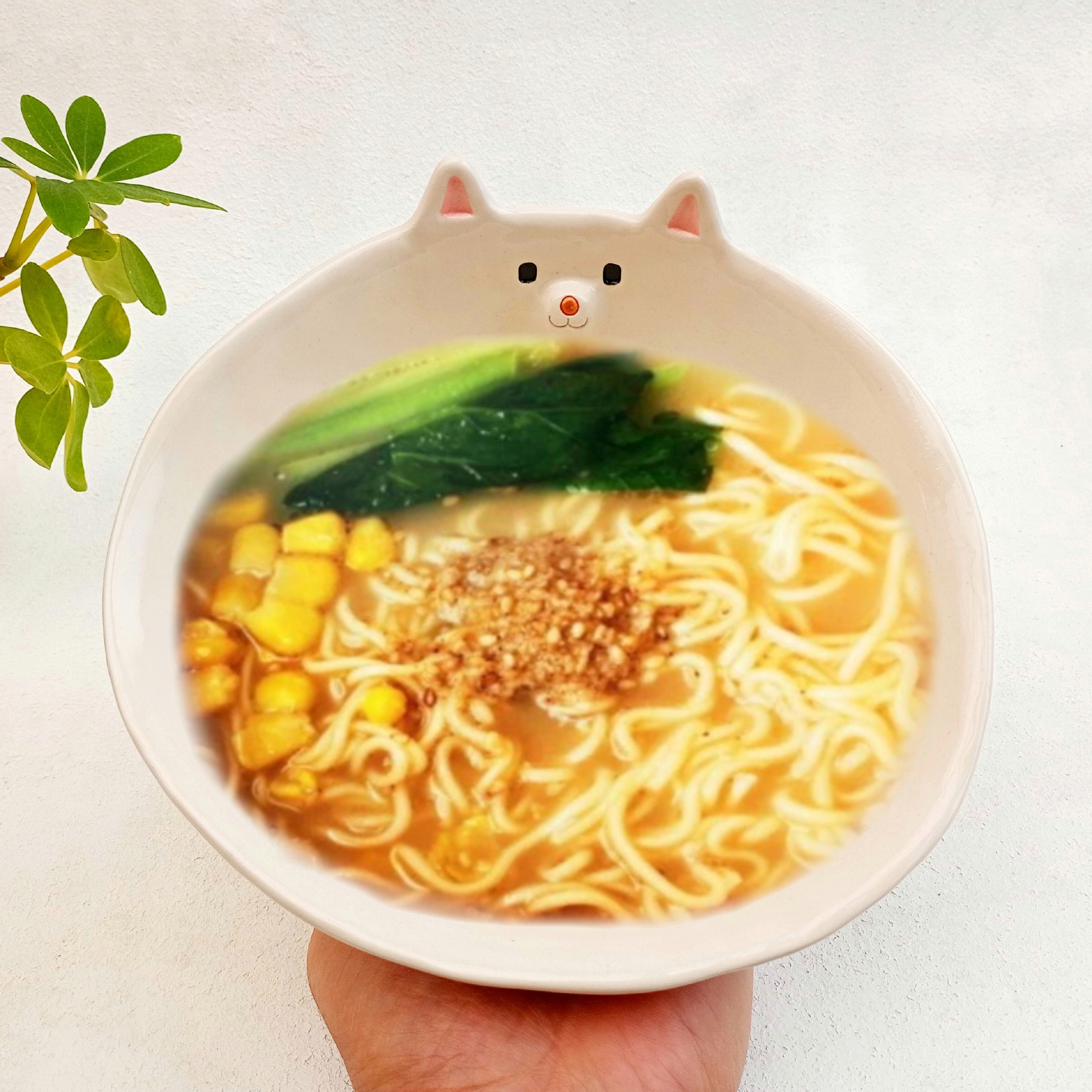 白柴犬ラーメン鉢 850ml 　ラーメン用陶器　受注製作