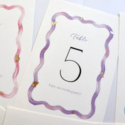 ［6色展開］繊細で華やか♡ニュアンスアートと金箔のテーブルナンバー　なみなみ　カラフル 6枚目の画像