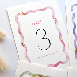 ［6色展開］繊細で華やか♡ニュアンスアートと金箔のテーブルナンバー　なみなみ　カラフル 10枚目の画像