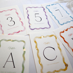 ［6色展開］繊細で華やか♡ニュアンスアートと金箔のテーブルナンバー　なみなみ　カラフル 4枚目の画像