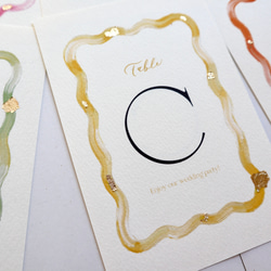 ［6色展開］繊細で華やか♡ニュアンスアートと金箔のテーブルナンバー　なみなみ　カラフル 5枚目の画像